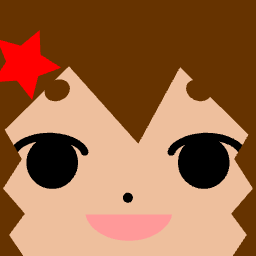 Anime-style square face avatar with black hair and a red bow