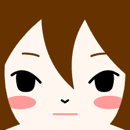 White square face avatar with dark hair, cat ears, and pink cheeks