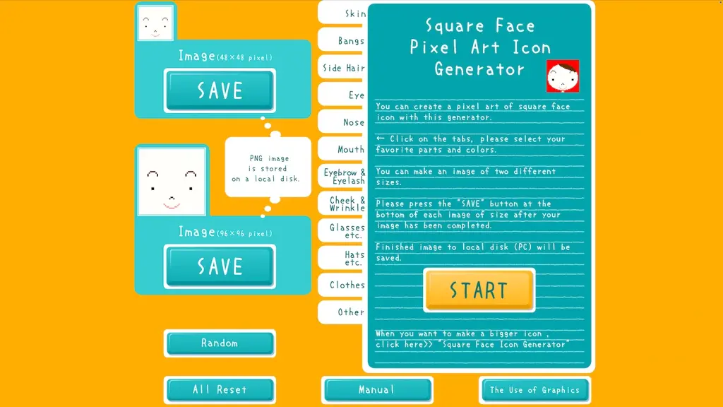 Preview of the Pixel Art Generator workspace with grid canvas and palette
